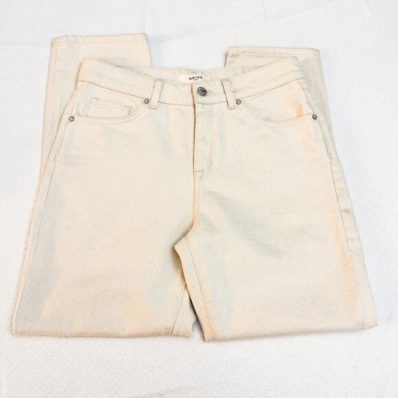 Reiss Lakely Straight Leg Cropped Denim Jeans Cream Size 28 - Picture 4 of 8